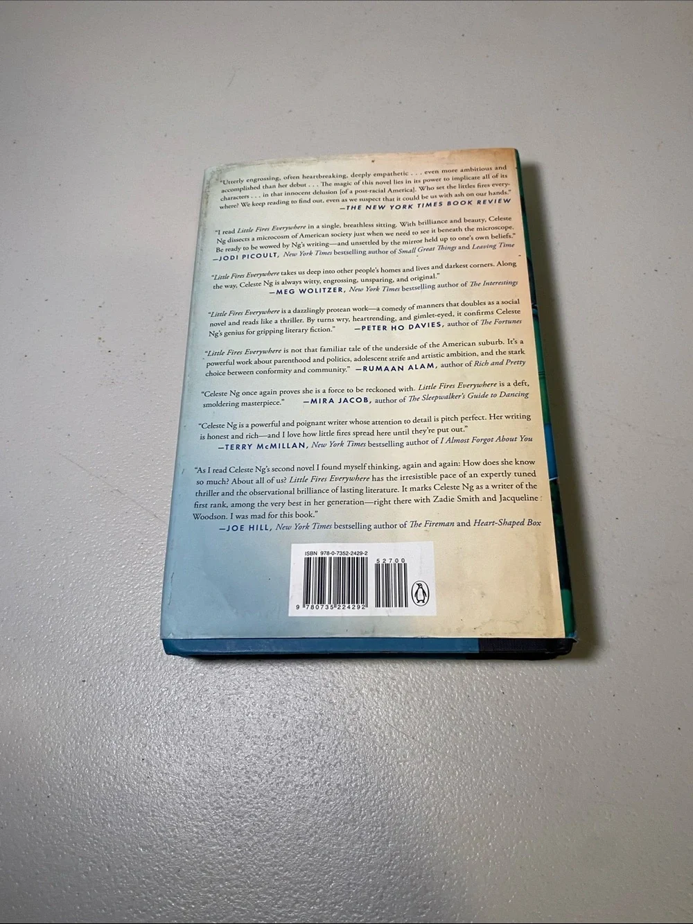 Celeste Ng Little Fires Everywhere Hardcover in Teal & Blue